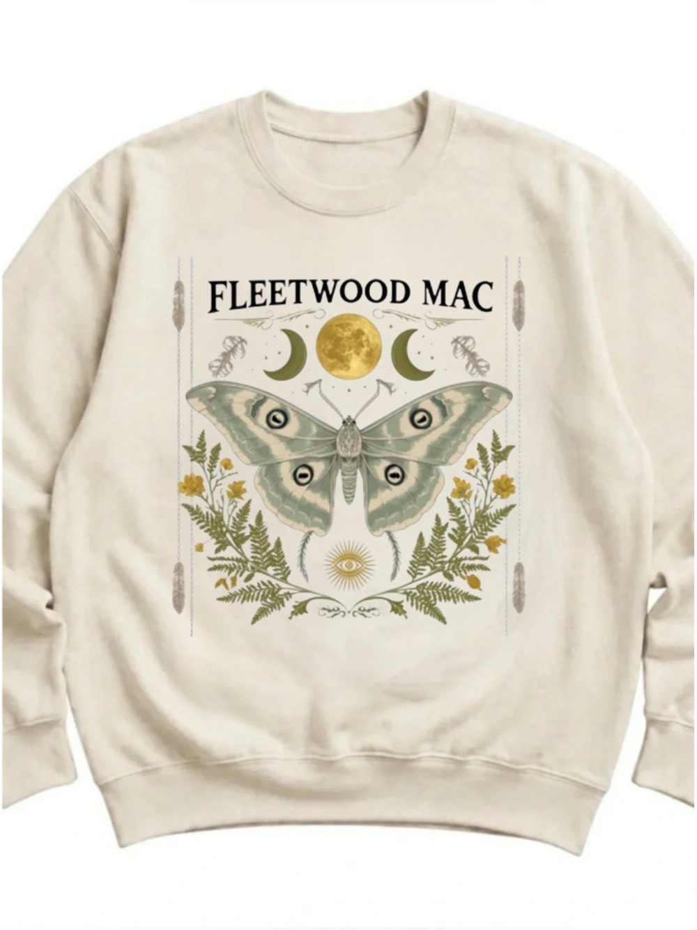 Gildan Sand Fleetwood Mac Moth Graphic Crewneck
